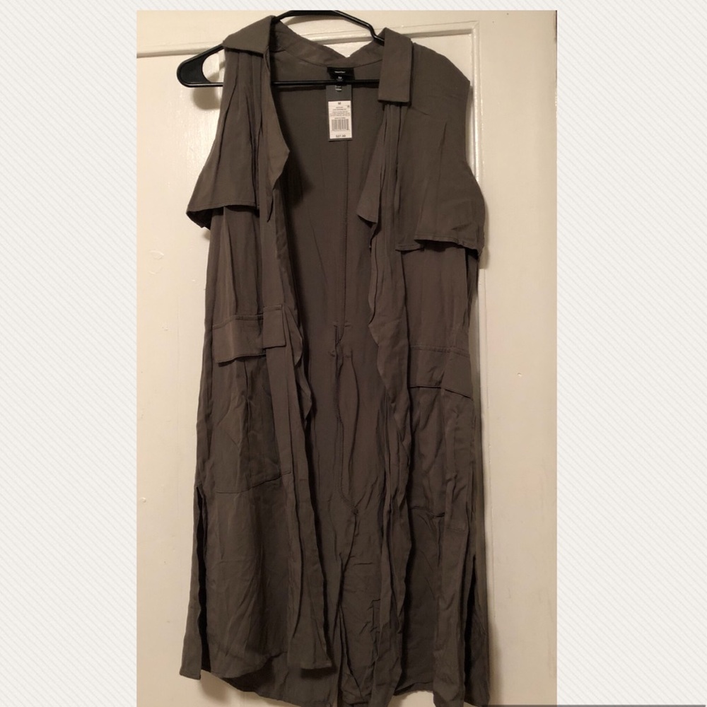 Long Olive Drape Vest